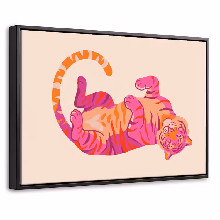 Canvas met lijst - Tijger - Roze - Oranje — 1