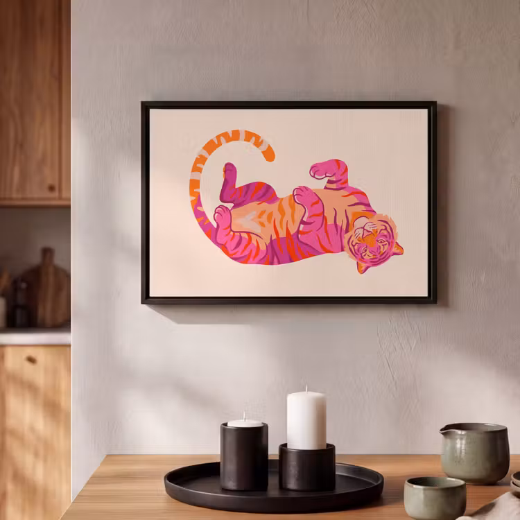 Canvas met lijst - Tijger - Roze - Oranje — 2