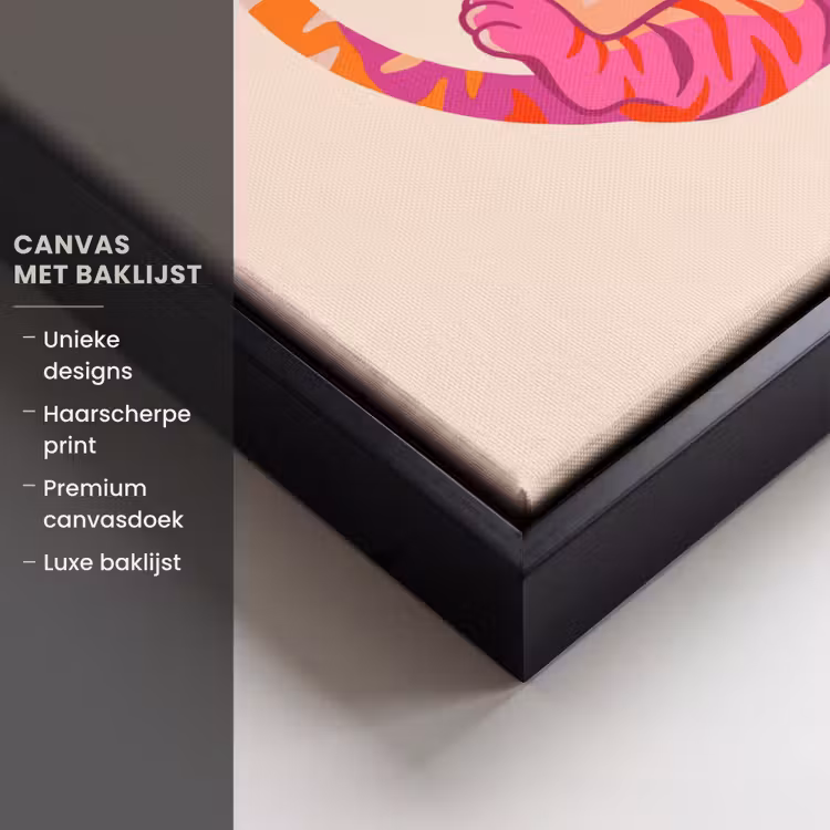 Canvas met lijst - Tijger - Roze - Oranje — 5
