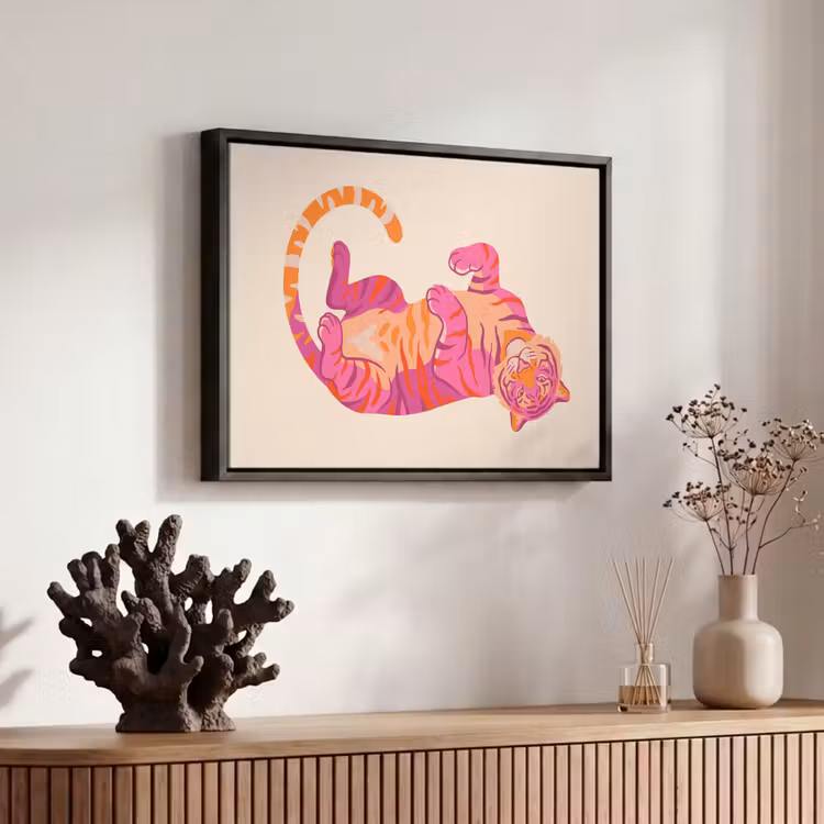 Canvas met lijst - Tijger - Roze - Oranje — 6