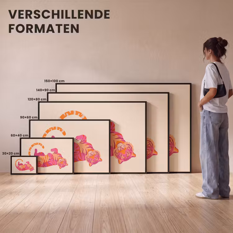Canvas met lijst - Tijger - Roze - Oranje — 7