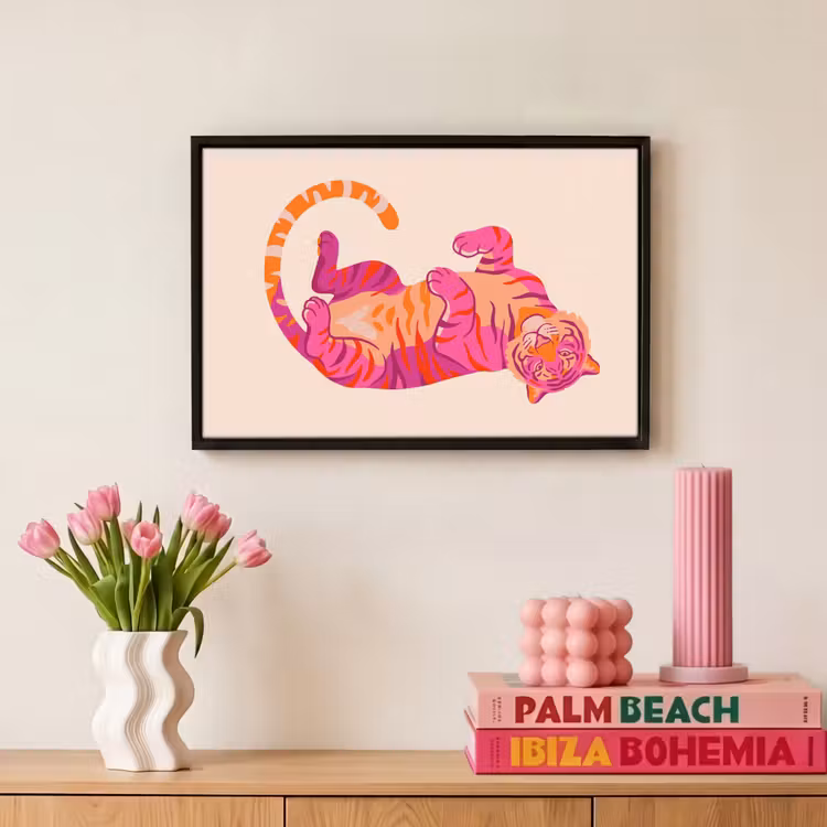 Canvas met lijst - Tijger - Roze - Oranje — 8