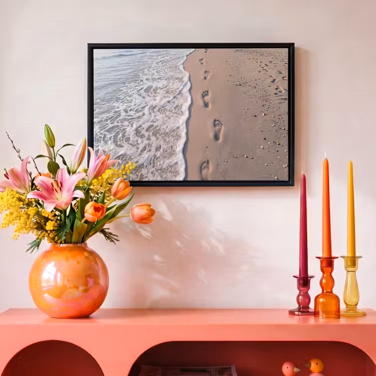 Canvas met lijst - Voetstappen - Vloedlijn - Zee — 4