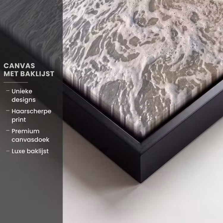 Canvas met lijst - Voetstappen - Vloedlijn - Zee — 5