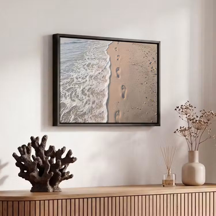 Canvas met lijst - Voetstappen - Vloedlijn - Zee — 6