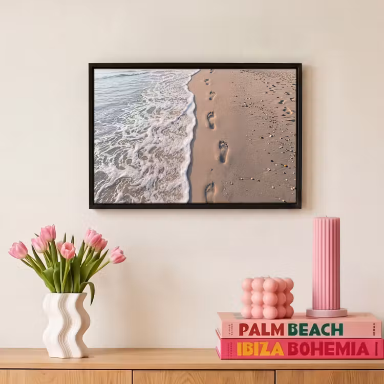 Canvas met lijst - Voetstappen - Vloedlijn - Zee — 8