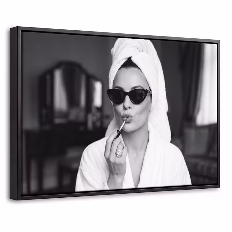 Canvas met lijst - Zonnebril - Vrouw - Zwart - Wit — 1