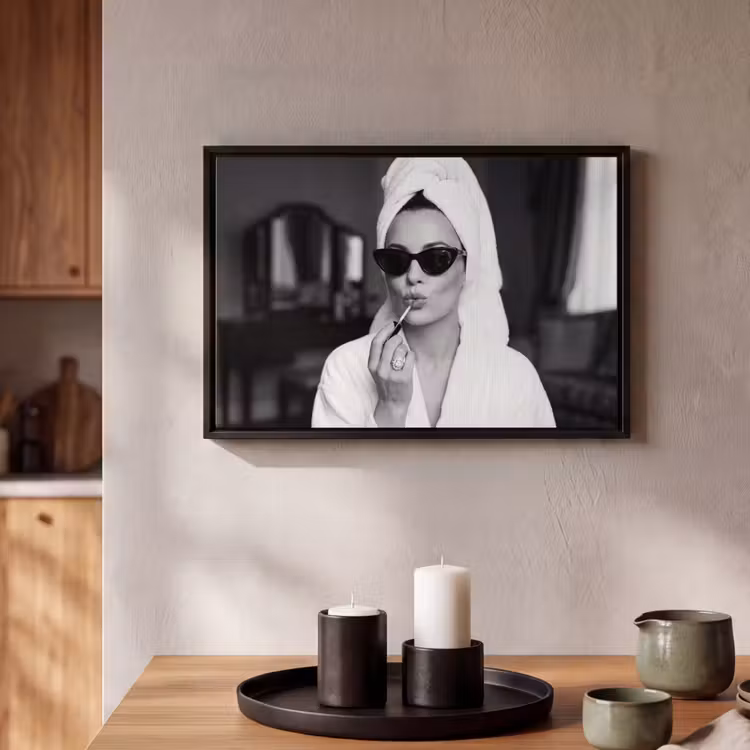 Canvas met lijst - Zonnebril - Vrouw - Zwart - Wit — 2