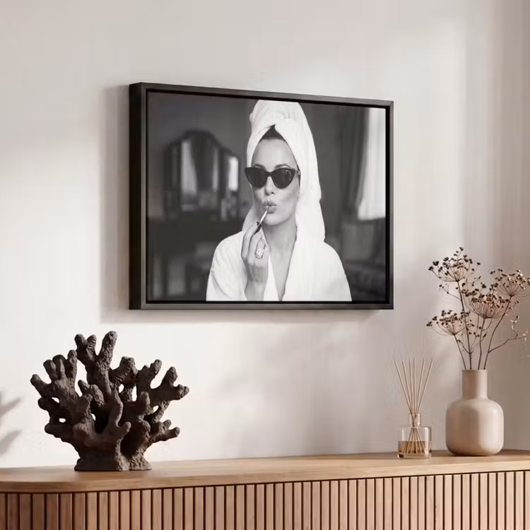 Canvas met lijst - Zonnebril - Vrouw - Zwart - Wit — 6
