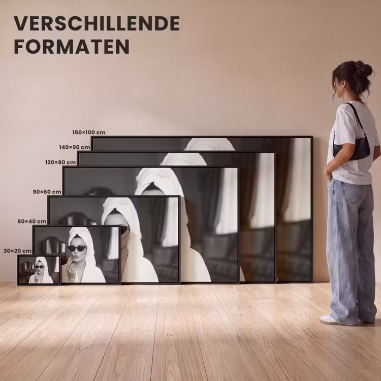 Canvas met lijst - Zonnebril - Vrouw - Zwart - Wit — 7
