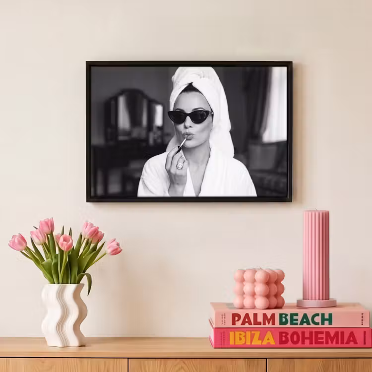 Canvas met lijst - Zonnebril - Vrouw - Zwart - Wit — 8