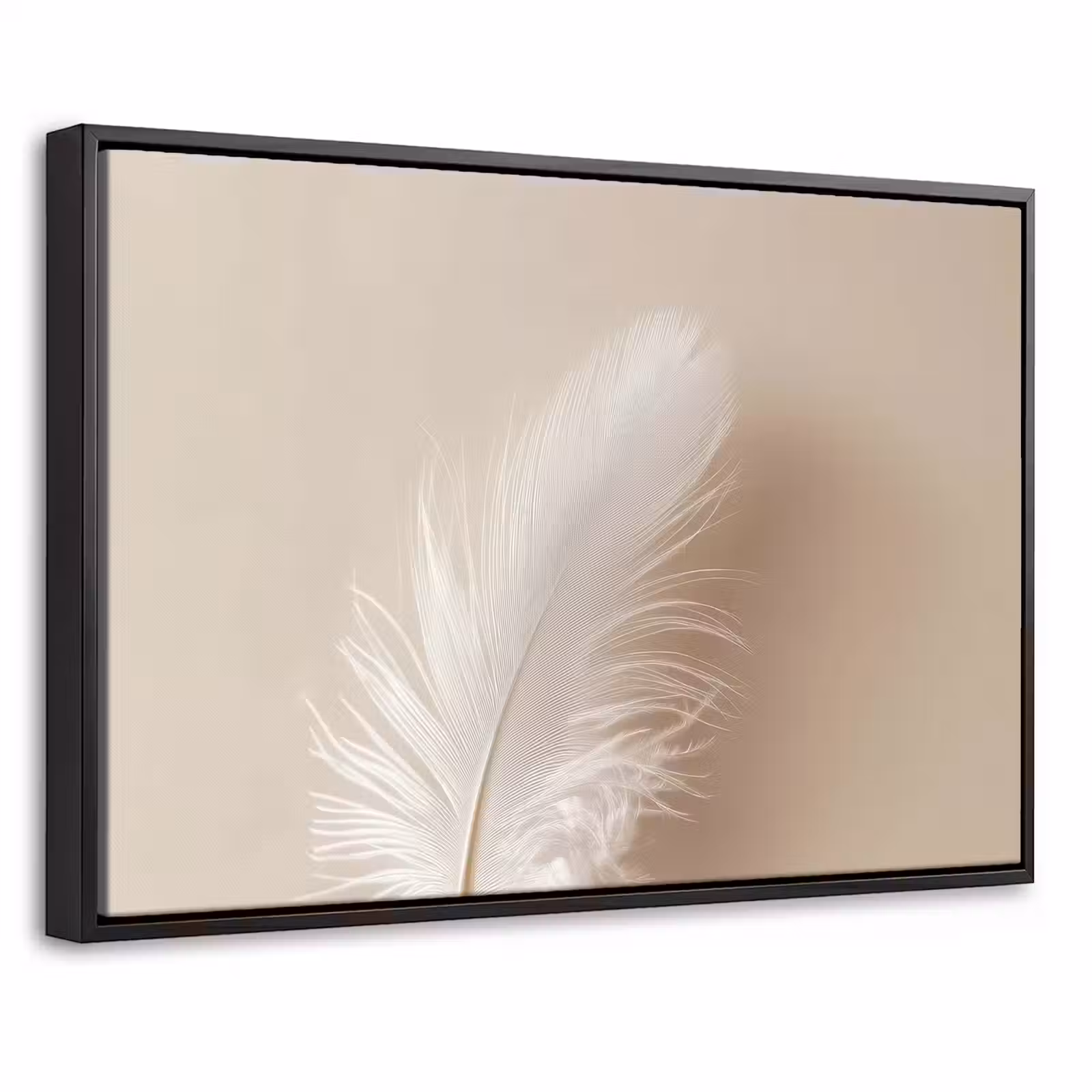 Canvas met lijst - Veer - Minimalistisch - Roze — 1
