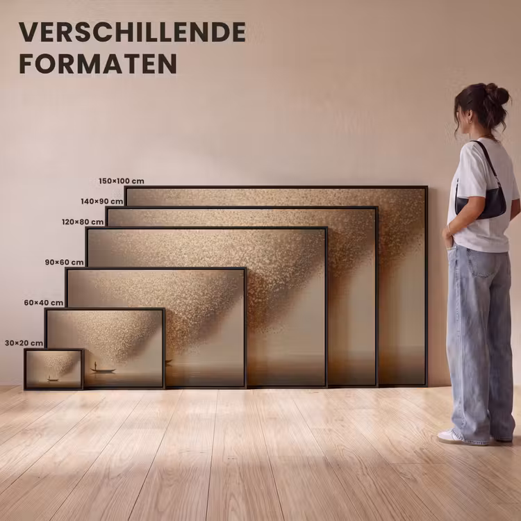 Canvas met lijst - Bootje - Blaadjes - Goud - Water — 7