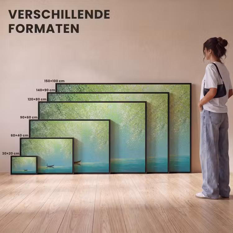 Canvas met lijst - Bootje - Water - Bladeren - Bloesems — 7