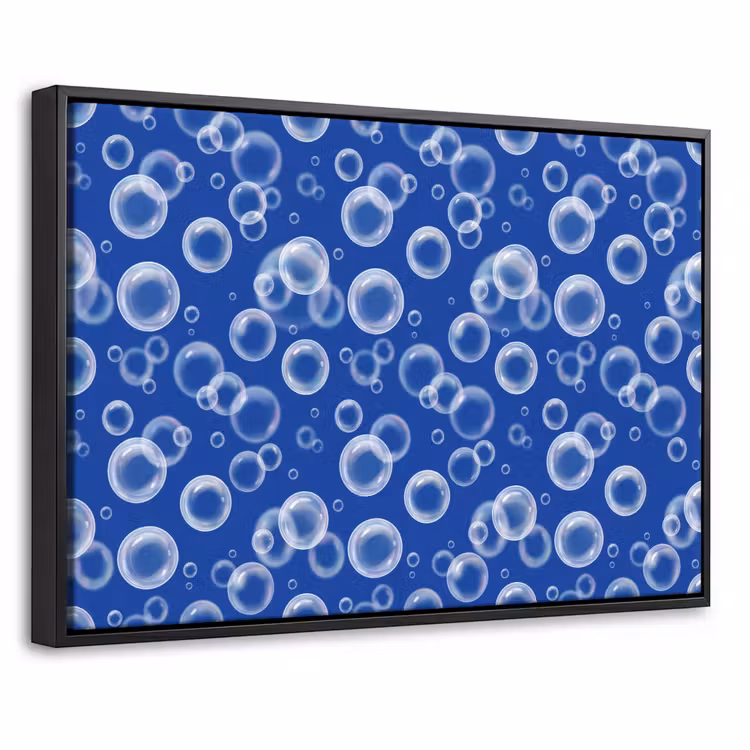 Canvas met lijst - Bubbels - Patroon - Blauw — 1