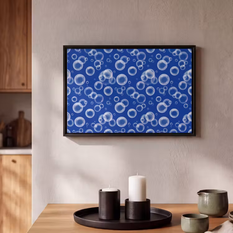 Canvas met lijst - Bubbels - Patroon - Blauw — 2