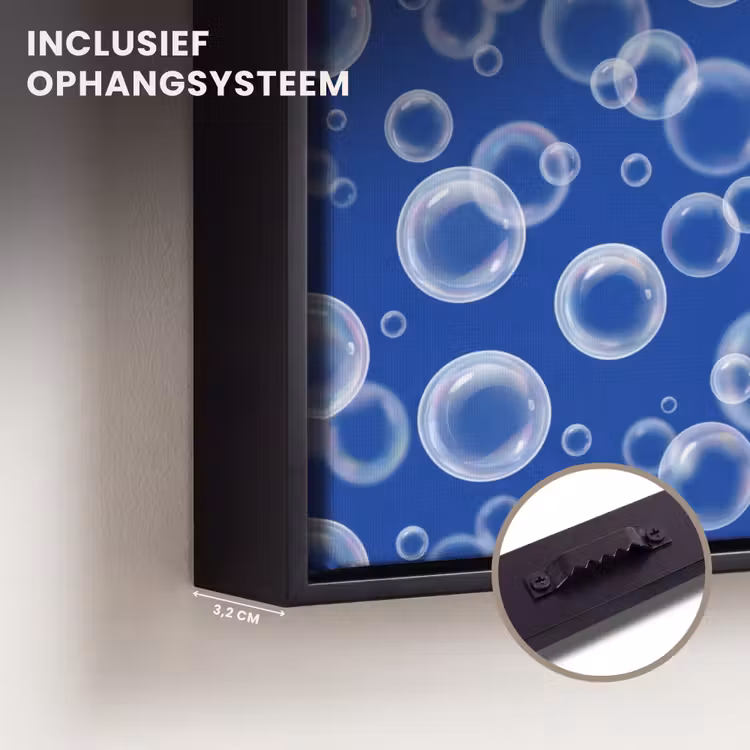 Canvas met lijst - Bubbels - Patroon - Blauw — 3