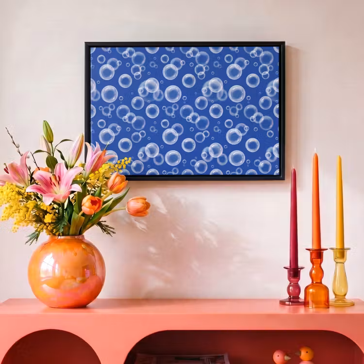 Canvas met lijst - Bubbels - Patroon - Blauw — 4