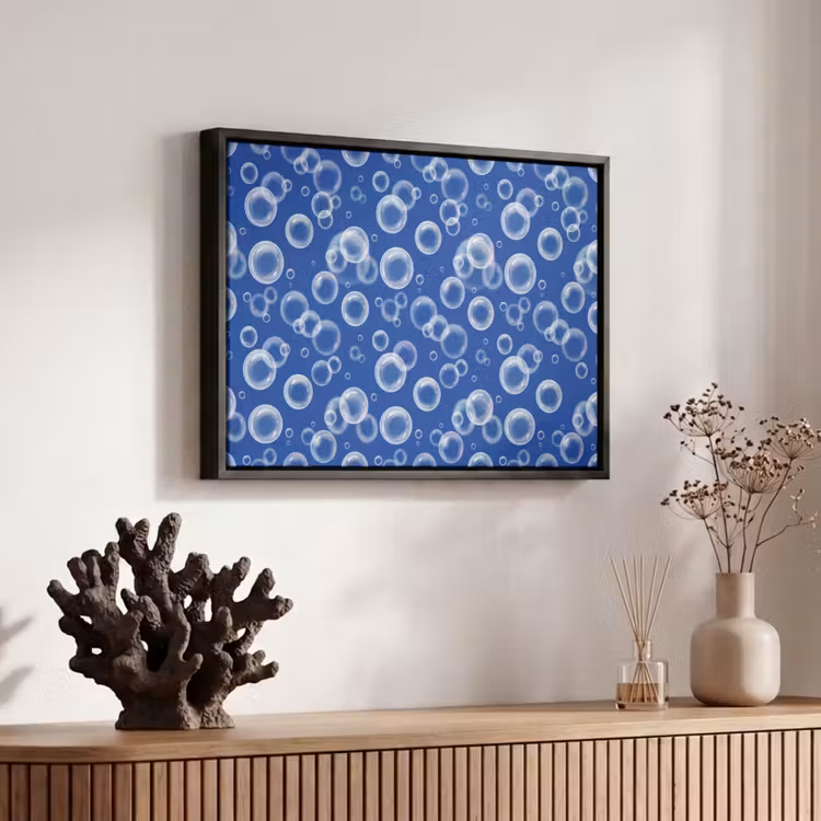 Canvas met lijst - Bubbels - Patroon - Blauw — 6