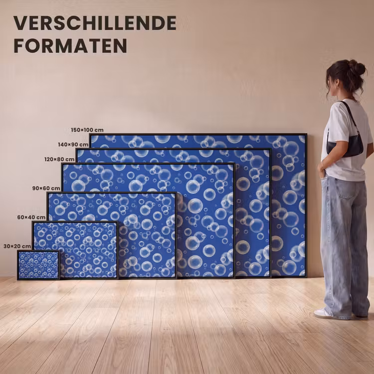 Canvas met lijst - Bubbels - Patroon - Blauw — 7