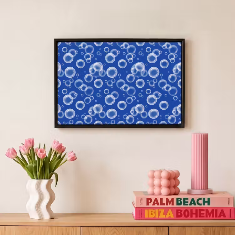 Canvas met lijst - Bubbels - Patroon - Blauw — 8