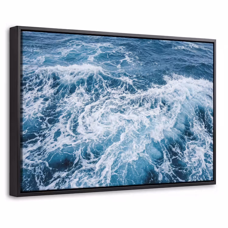 Canvas met lijst - Golven - Oceaan - Blauw — 1