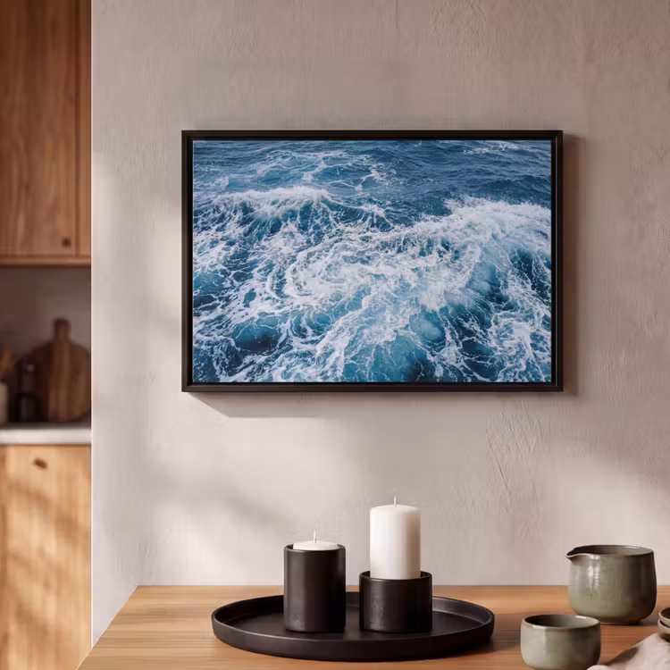 Canvas met lijst - Golven - Oceaan - Blauw — 2