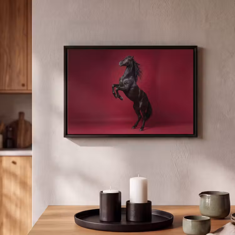 Canvas met lijst - Hengst - Steigert - Rood — 2