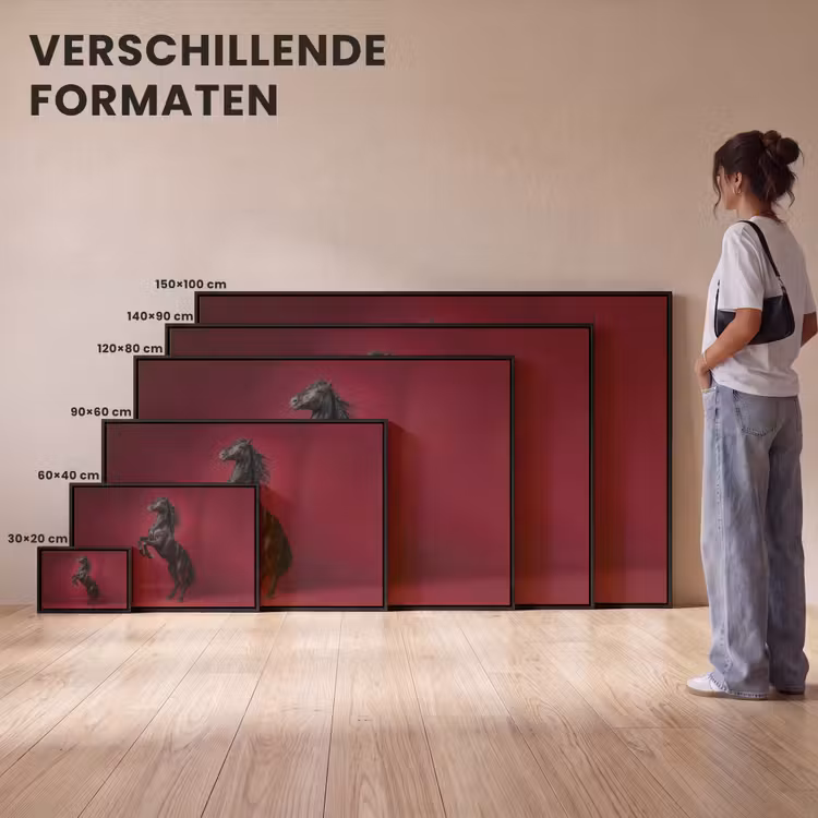 Canvas met lijst - Hengst - Steigert - Rood — 7