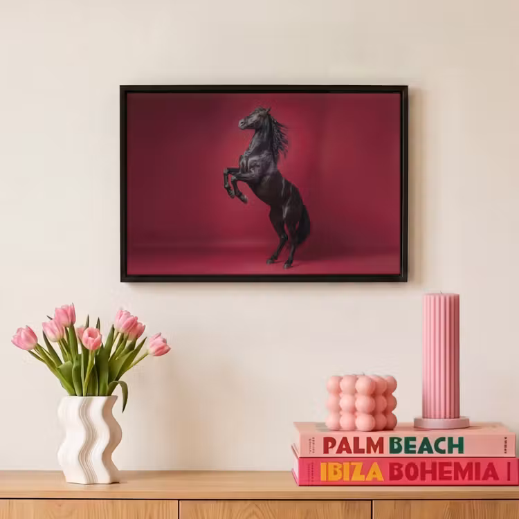 Canvas met lijst - Hengst - Steigert - Rood — 8