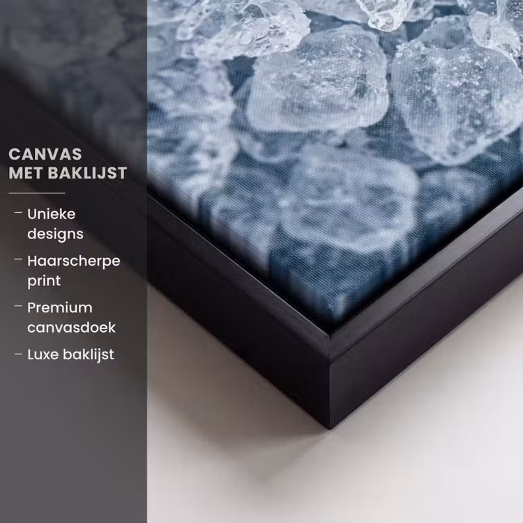 Canvas met lijst - Ijsblokjes - Water - Blauw — 5