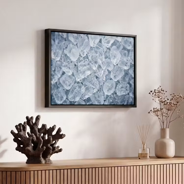 Canvas met lijst - Ijsblokjes - Water - Blauw — 6