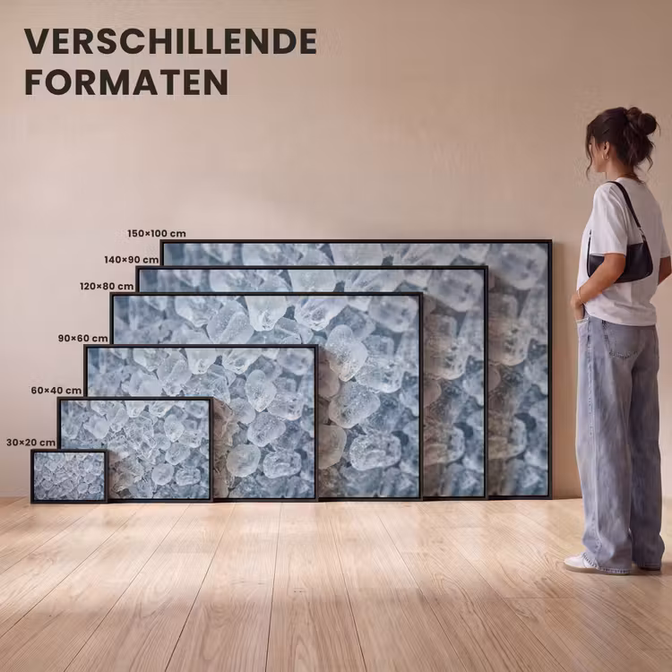 Canvas met lijst - Ijsblokjes - Water - Blauw — 7