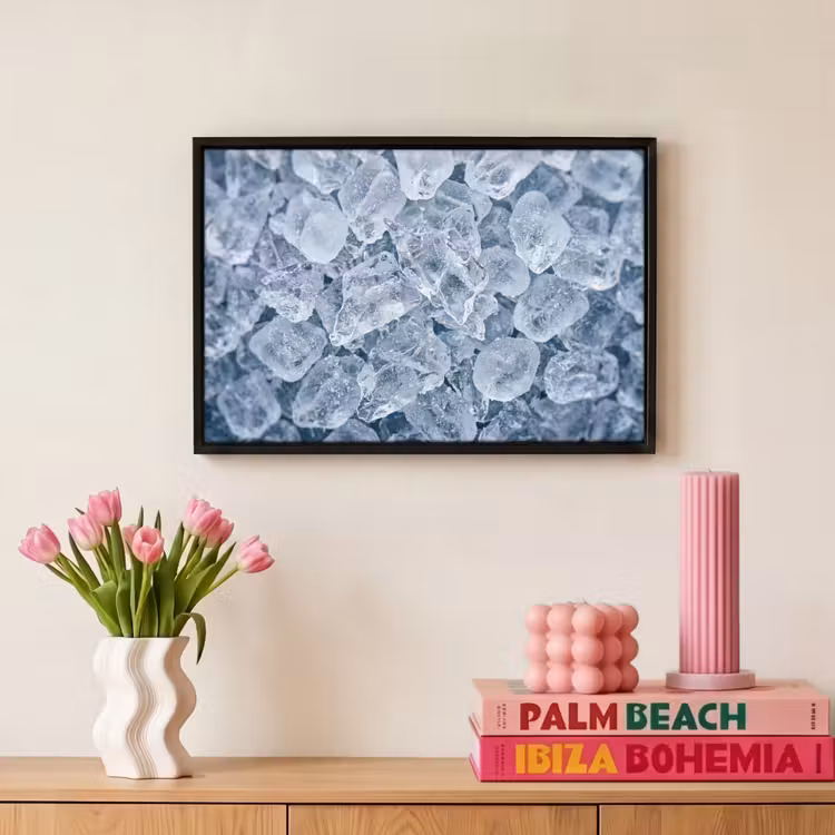 Canvas met lijst - Ijsblokjes - Water - Blauw — 8