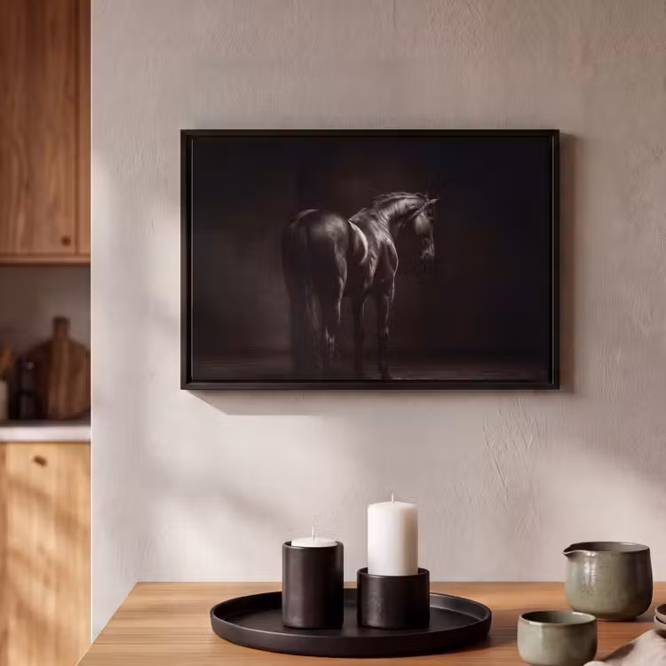 Canvas met lijst - Krachtig - Paard - Donker — 2