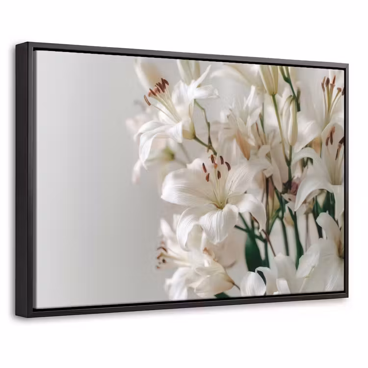 Canvas met lijst - Lelies - Boekte - Wit - Meeldraden — 1