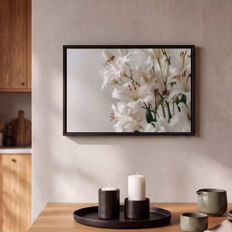 Canvas met lijst - Lelies - Boekte - Wit - Meeldraden — 2