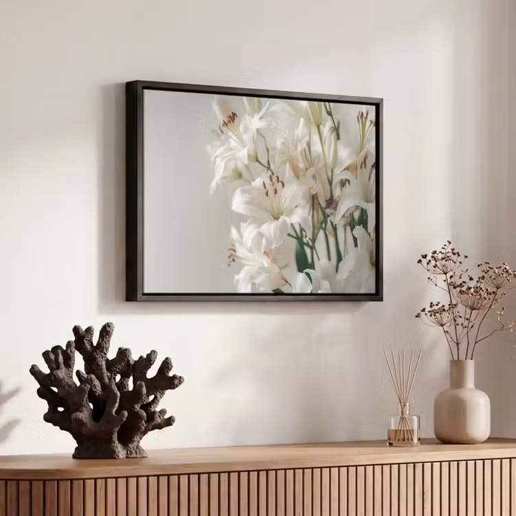 Canvas met lijst - Lelies - Boekte - Wit - Meeldraden — 6