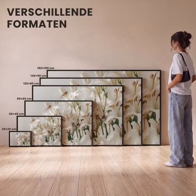 Canvas met lijst - Lelies - Boekte - Wit - Meeldraden — 7