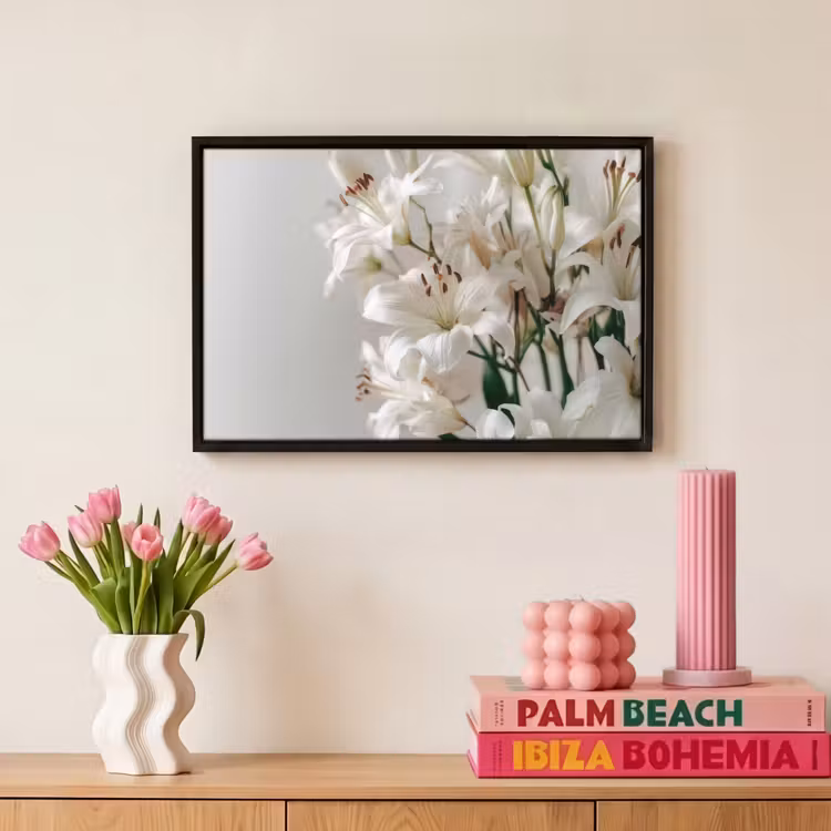 Canvas met lijst - Lelies - Boekte - Wit - Meeldraden — 8