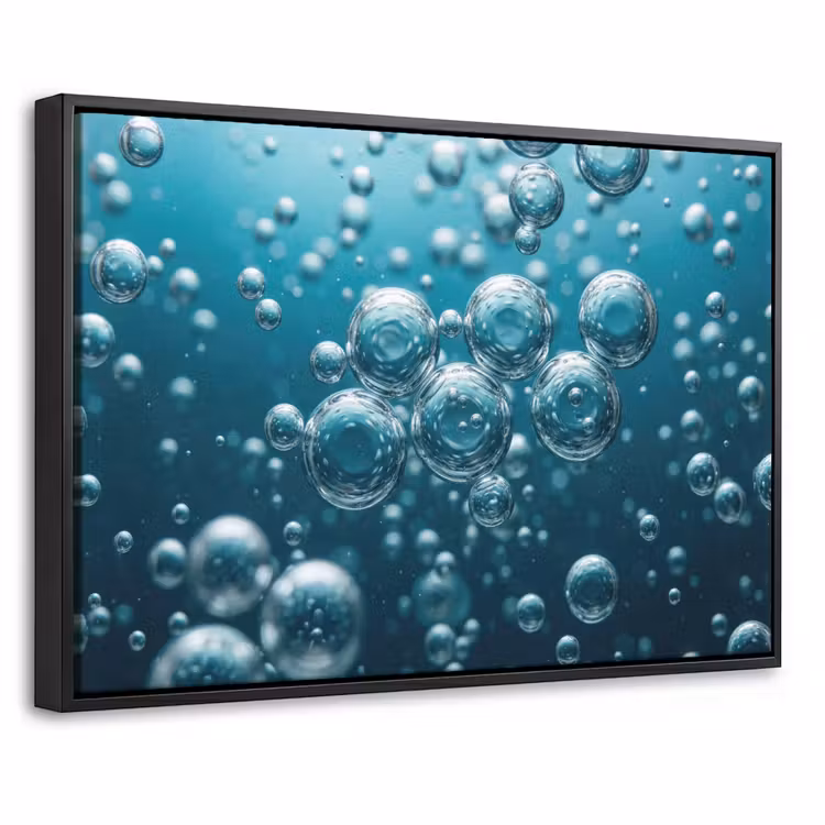 Canvas met lijst - Luchtbellen - Dynamisch - Blauw — 1