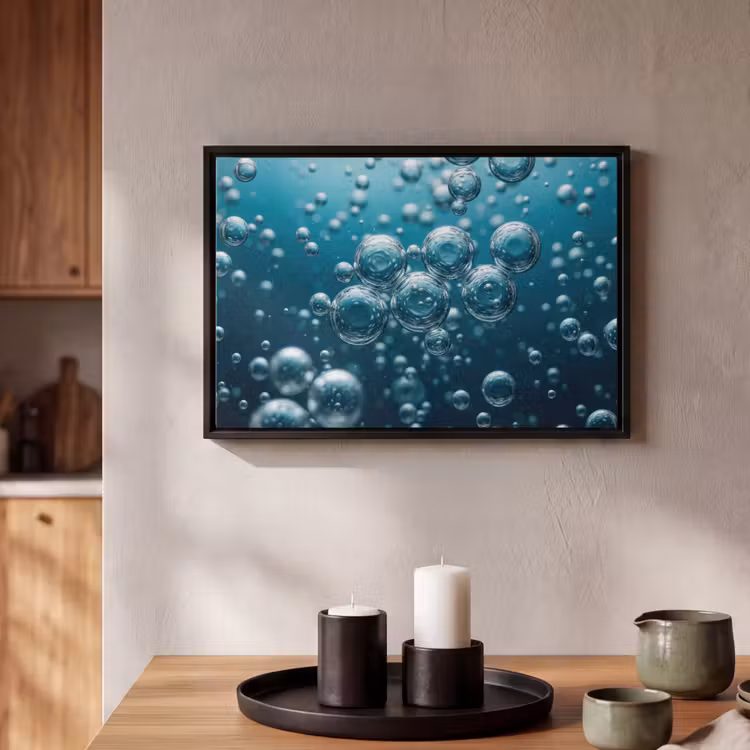 Canvas met lijst - Luchtbellen - Dynamisch - Blauw — 2