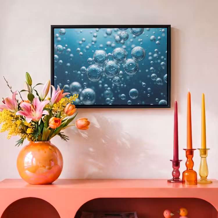 Canvas met lijst - Luchtbellen - Dynamisch - Blauw — 4