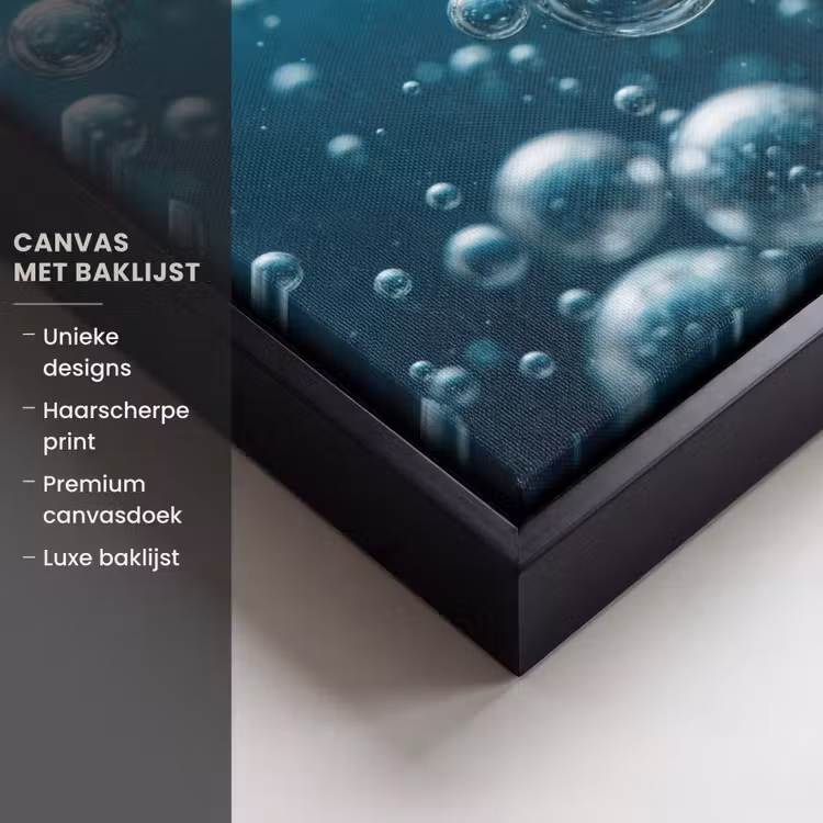 Canvas met lijst - Luchtbellen - Dynamisch - Blauw — 5