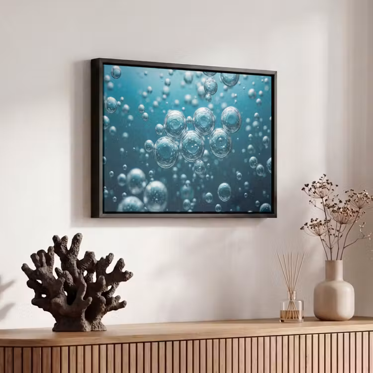 Canvas met lijst - Luchtbellen - Dynamisch - Blauw — 6