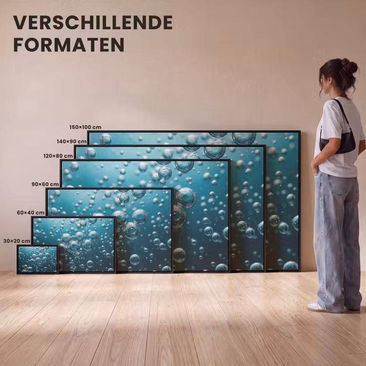 Canvas met lijst - Luchtbellen - Dynamisch - Blauw — 7