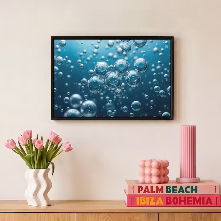 Canvas met lijst - Luchtbellen - Dynamisch - Blauw — 8