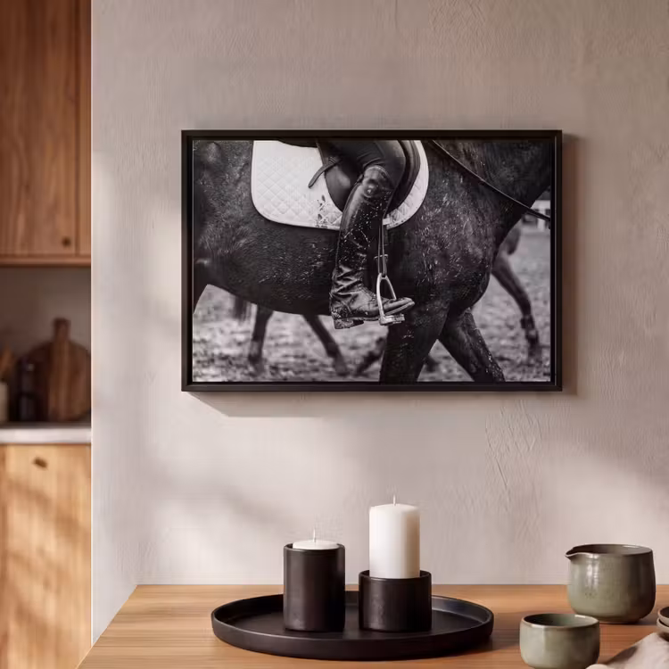Canvas met lijst - Paard - Sport - Zwart - Wit — 2
