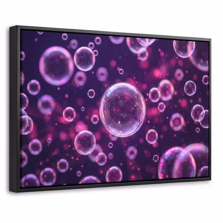 Canvas met lijst - Paars - Bubbels - Schuim — 1