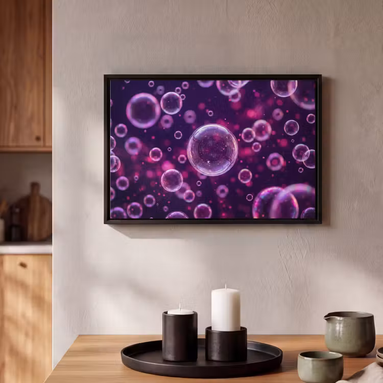 Canvas met lijst - Paars - Bubbels - Schuim — 2
